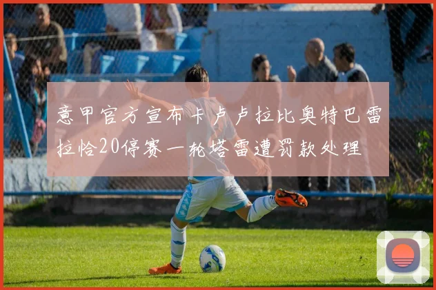 意甲官方宣布卡卢卢拉比奥特巴雷拉恰20停赛一轮塔雷遭罚款处理